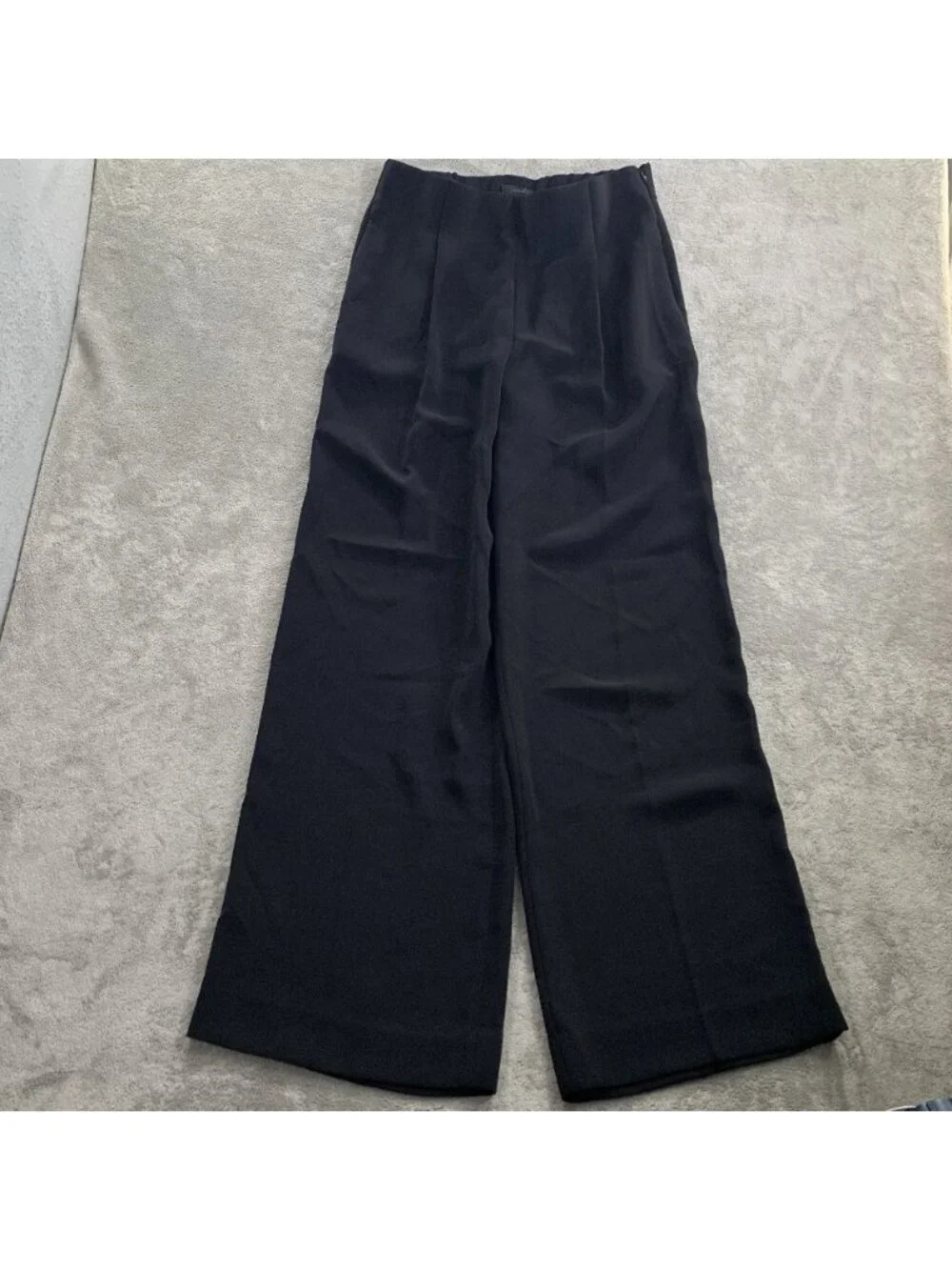J.CREW Wide Leg Pleated Pants In Matte Crepe Womens 12 Black Polyester H2815